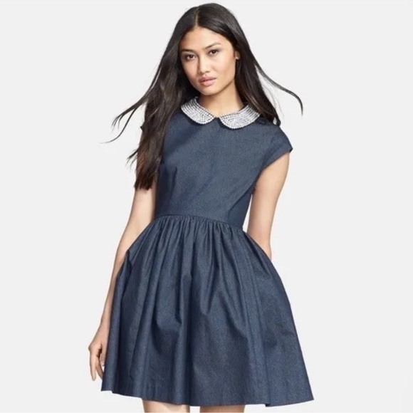 kate spade Dresses & Skirts - kate spade Navy Dress with White Beaded Peter Pan Collar